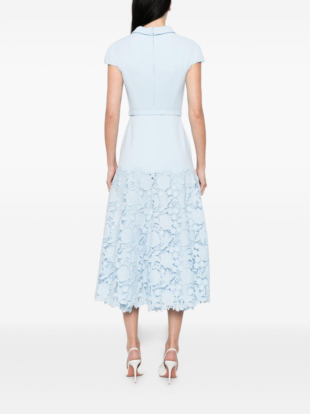 Blue Crepe Lace Midi Dress SS26095MABL BLUE SELF-PORTRAIT 