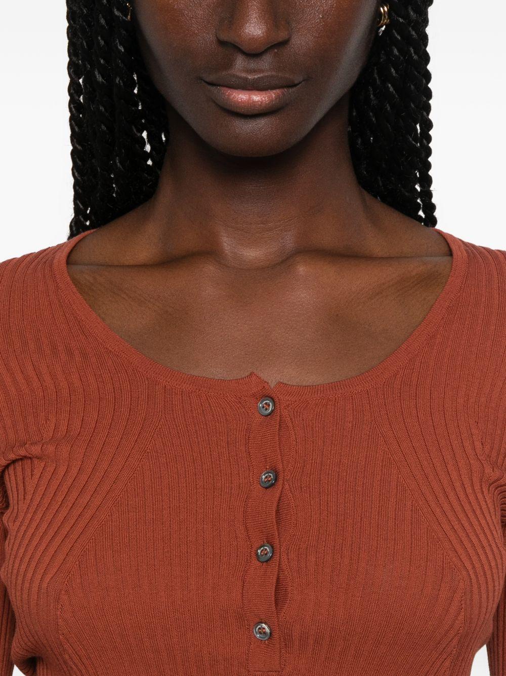 Ribbed-knit button-up 261FXA08215 55 BRICK ROBERTO COLLINA 