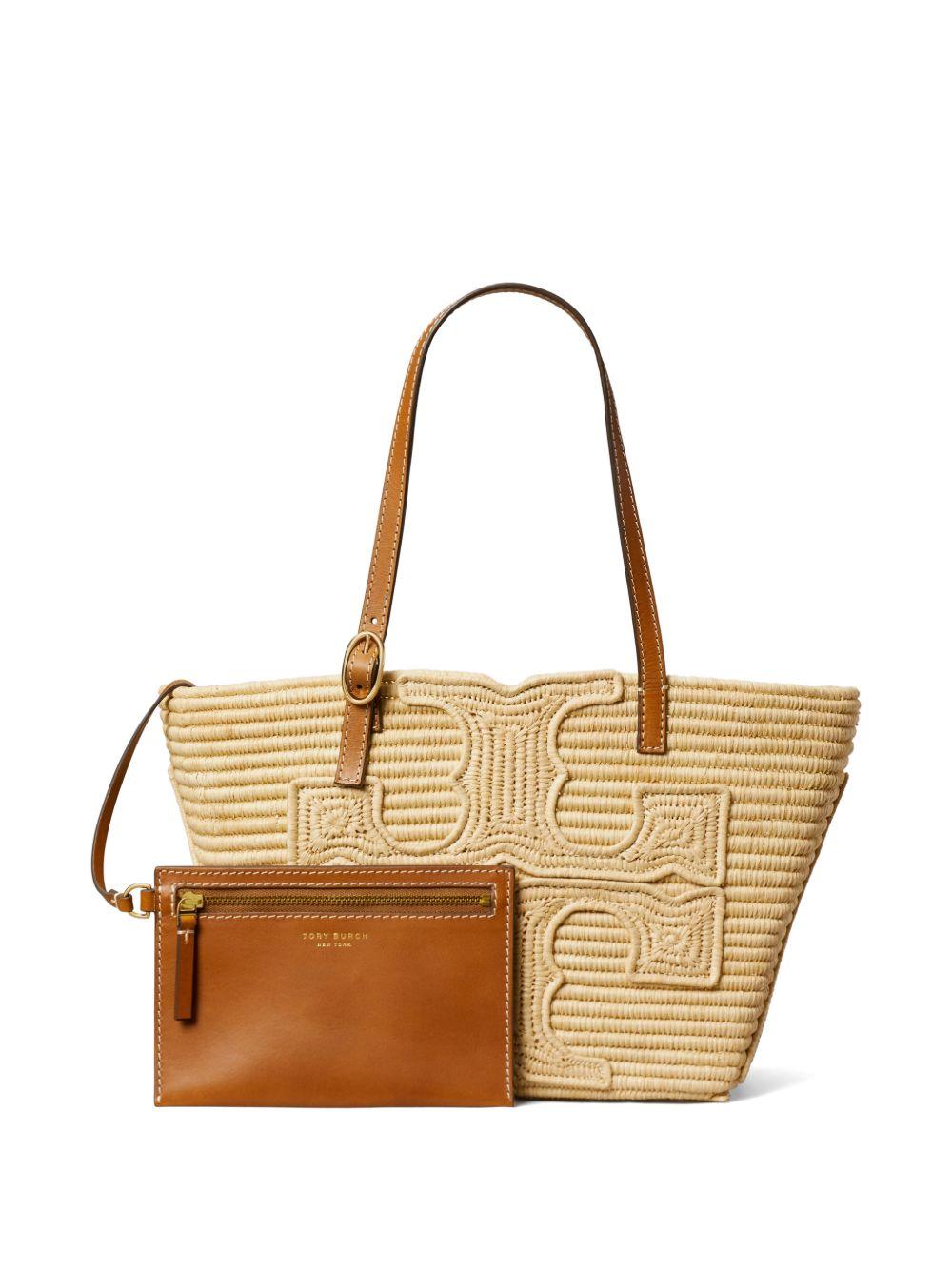 Ella Structured Straw Small Tote 183825 254 NATURAL TORY BURCH 