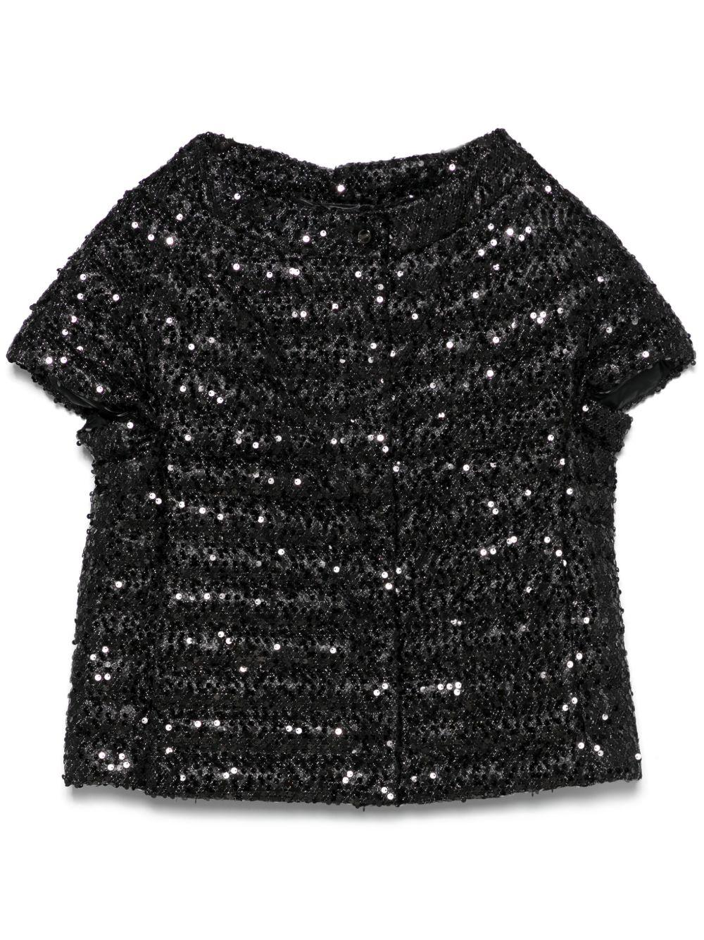 Cappa in Paillettes Mesh PI002038D12705 9300 Nero HERNO 