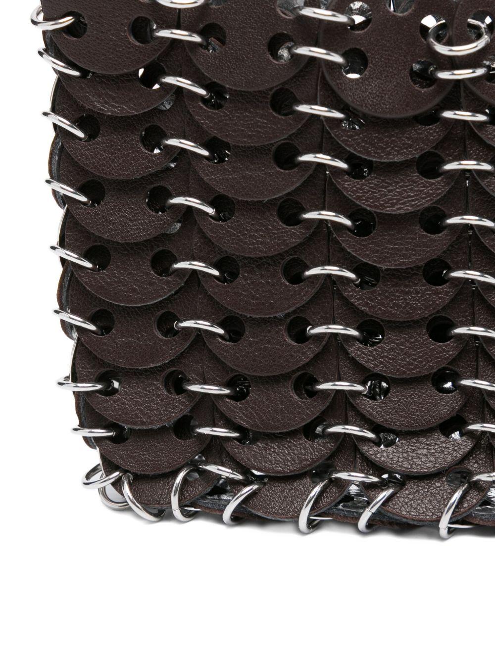 1969 Reversible Nano Flip Bag in Pelle 25ASS0508CLF257 M232 DARK BROWN SILVER RABANNE 