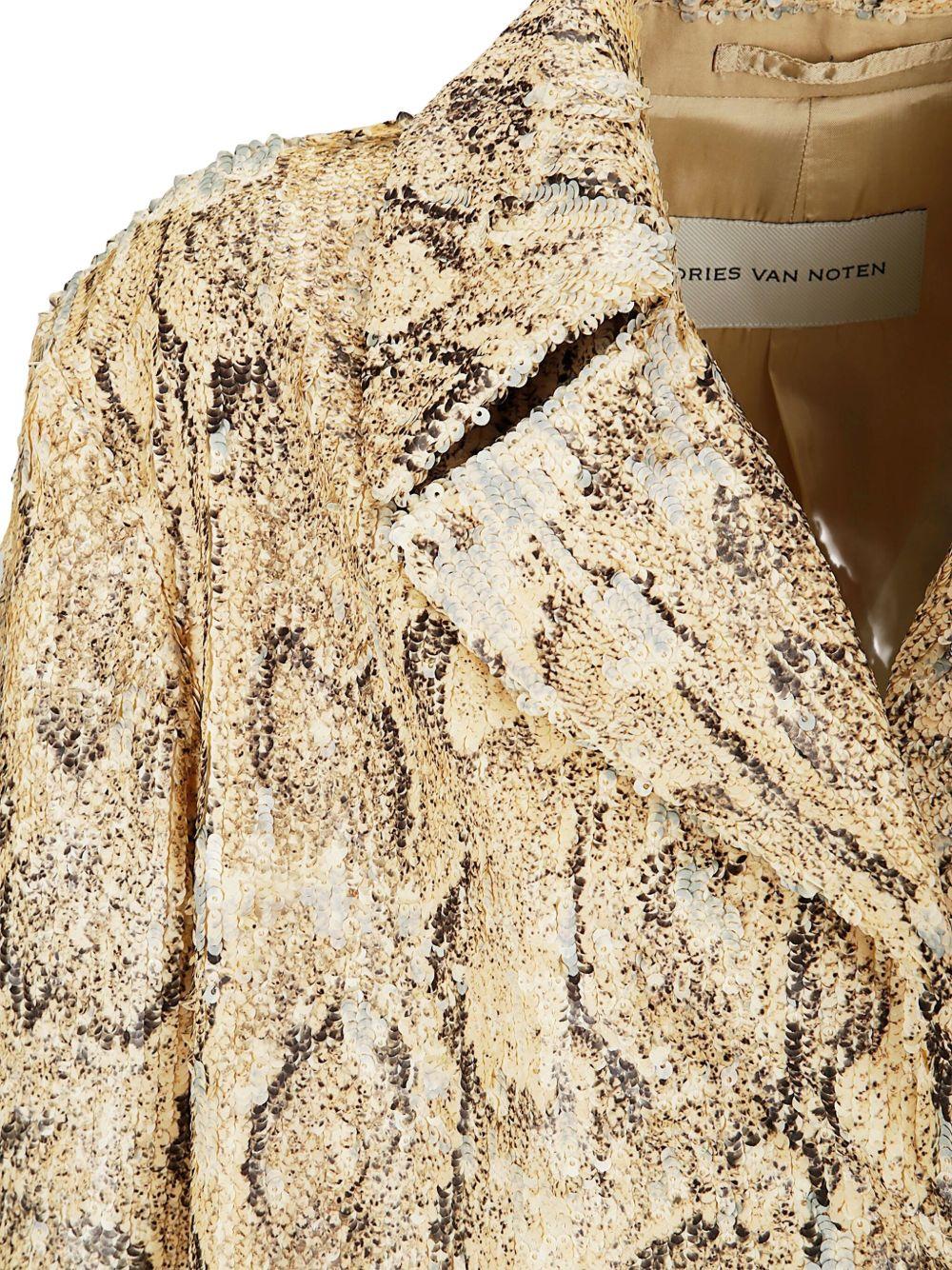 Cappotto Ricca con stampa snake e paillettes all-over 2510102411483 103 BEIGE DRIES VAN NOTEN 