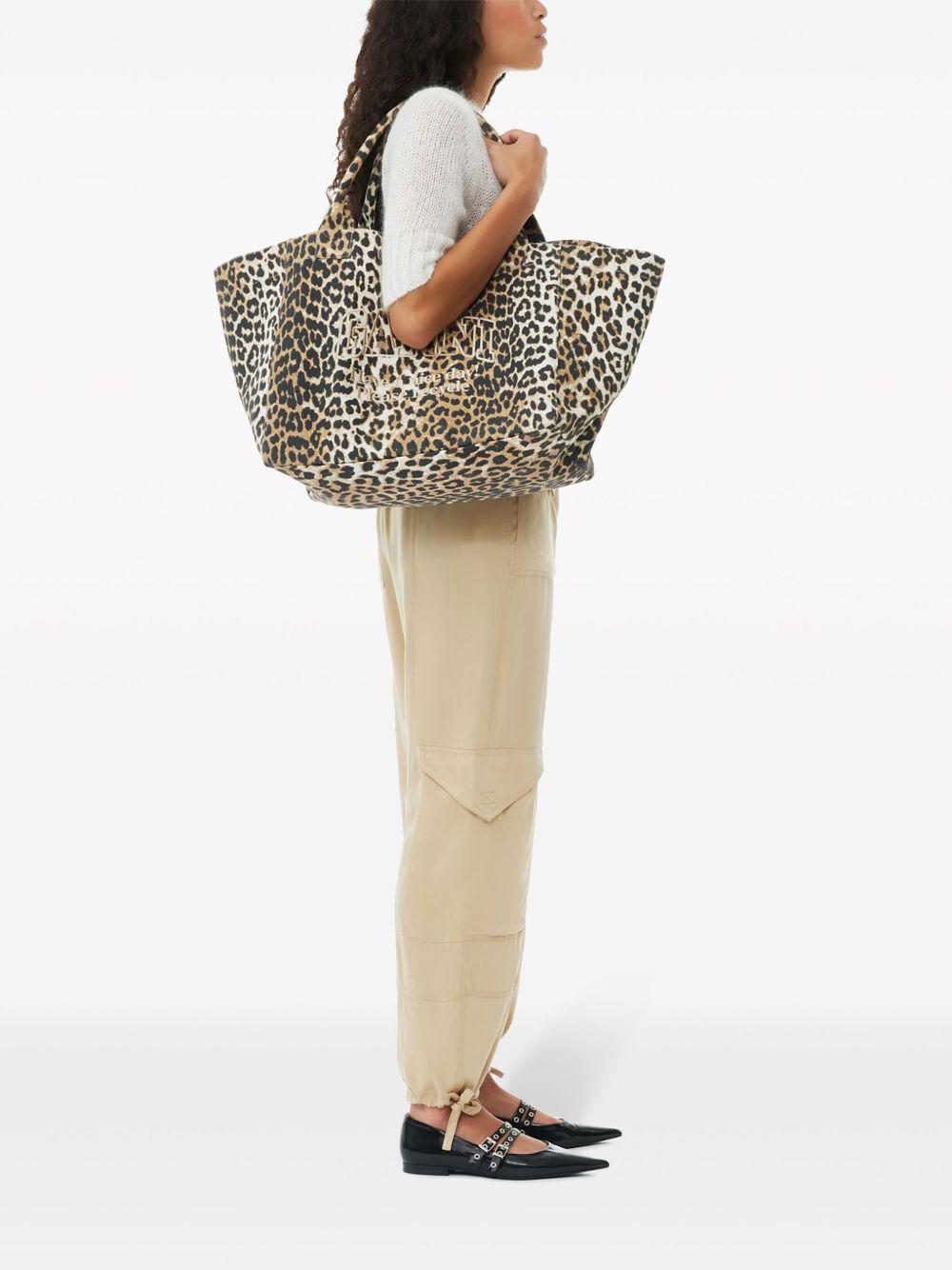 Shopper XXL Print A5822 943 LEOPARD GANNI 