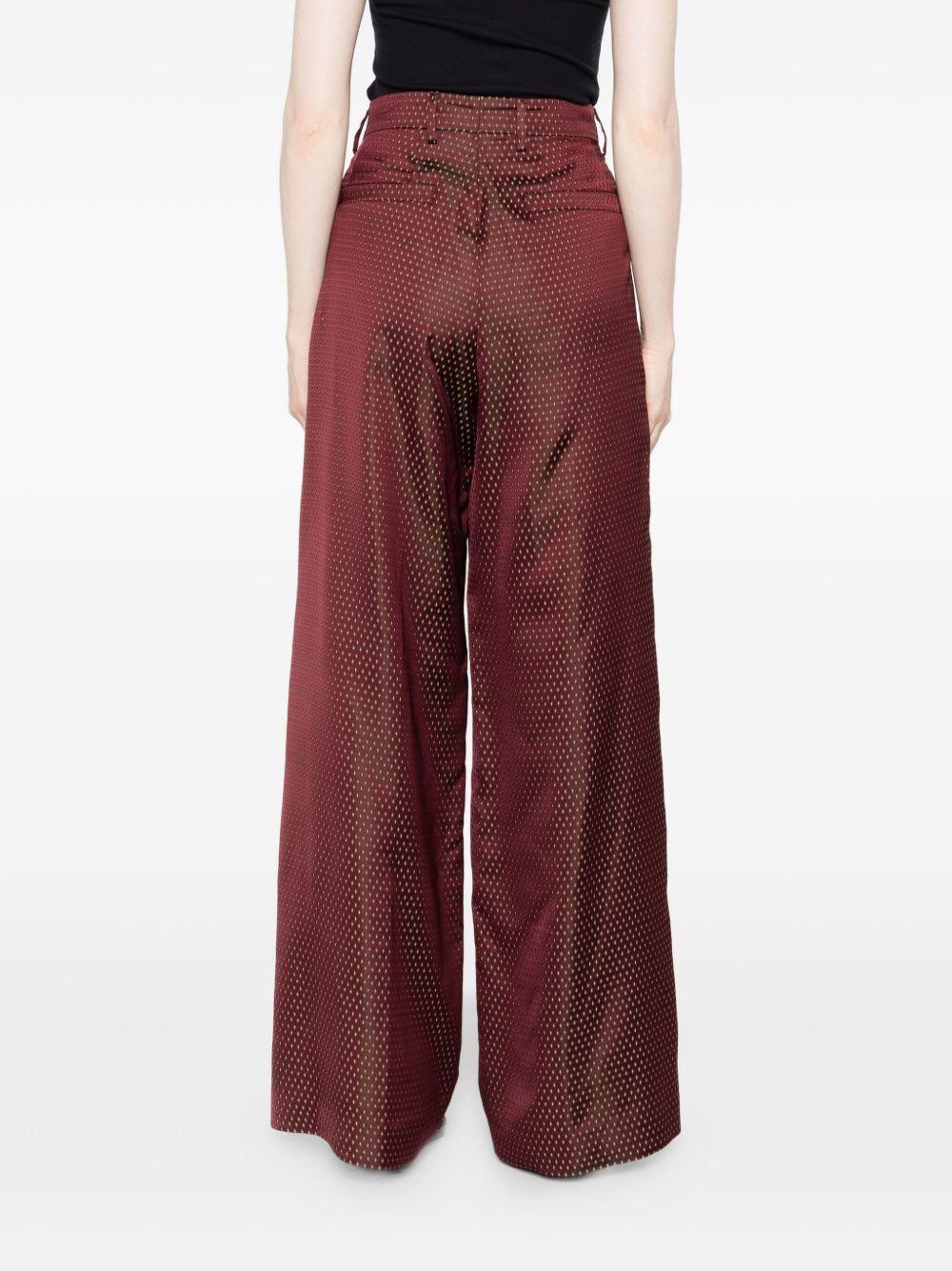 Belted Jacquard Trousers PENN2350 358 BURGUNDY DRIES VAN NOTEN 