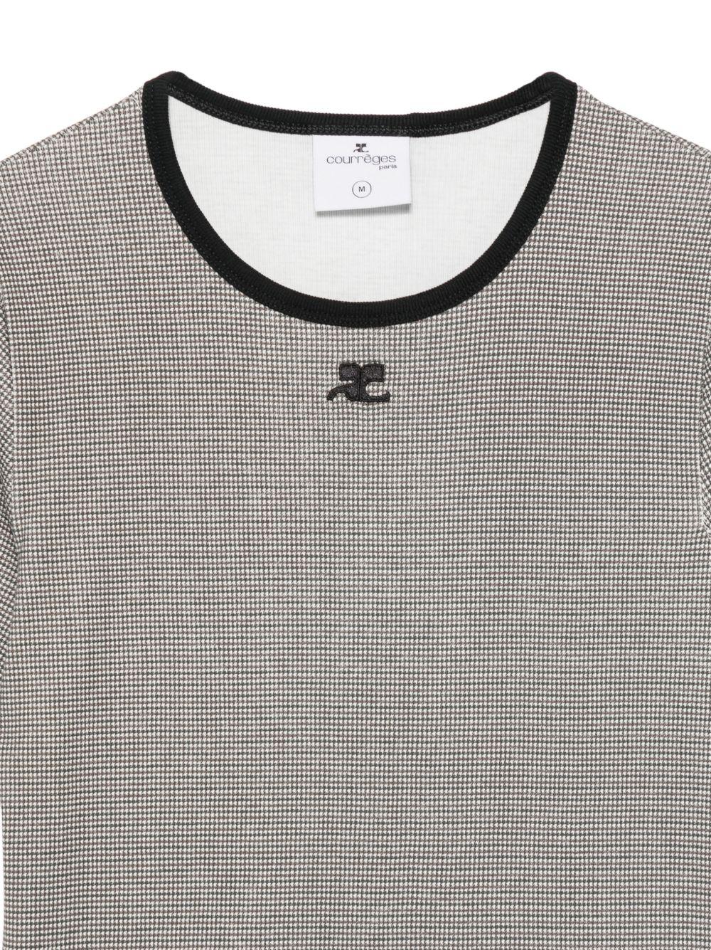Signature Contrast T-shirt 126JTS017JS0223 B217 HOUNDSTOOTH BLACK COURREGES 