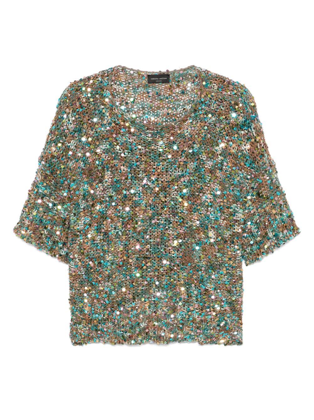 T-shirt con paillettes B46021 24 LAGUNA ROBERTO COLLINA 