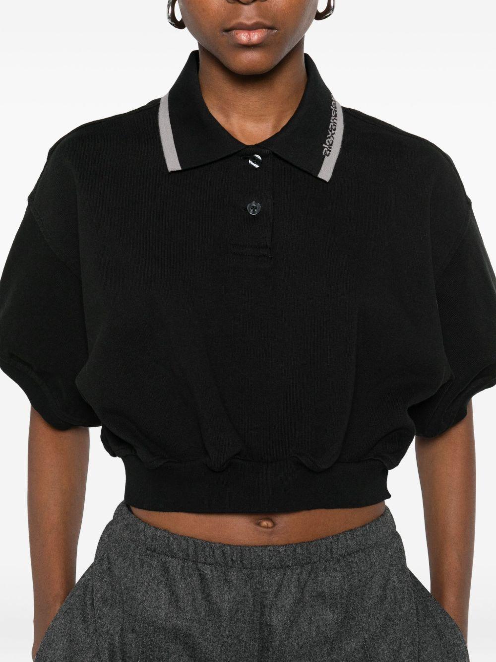 Relaxed Cropped Polo 4CC1261207 001 BLACK ALEXANDER WANG 