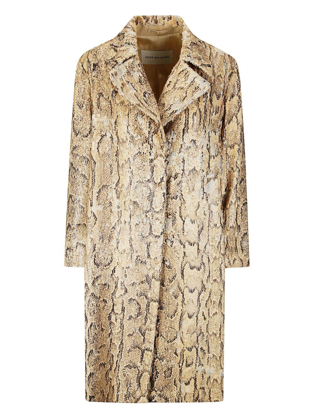 Cappotto Ricca con stampa snake e paillettes all-over 2510102411483 103 BEIGE DRIES VAN NOTEN 