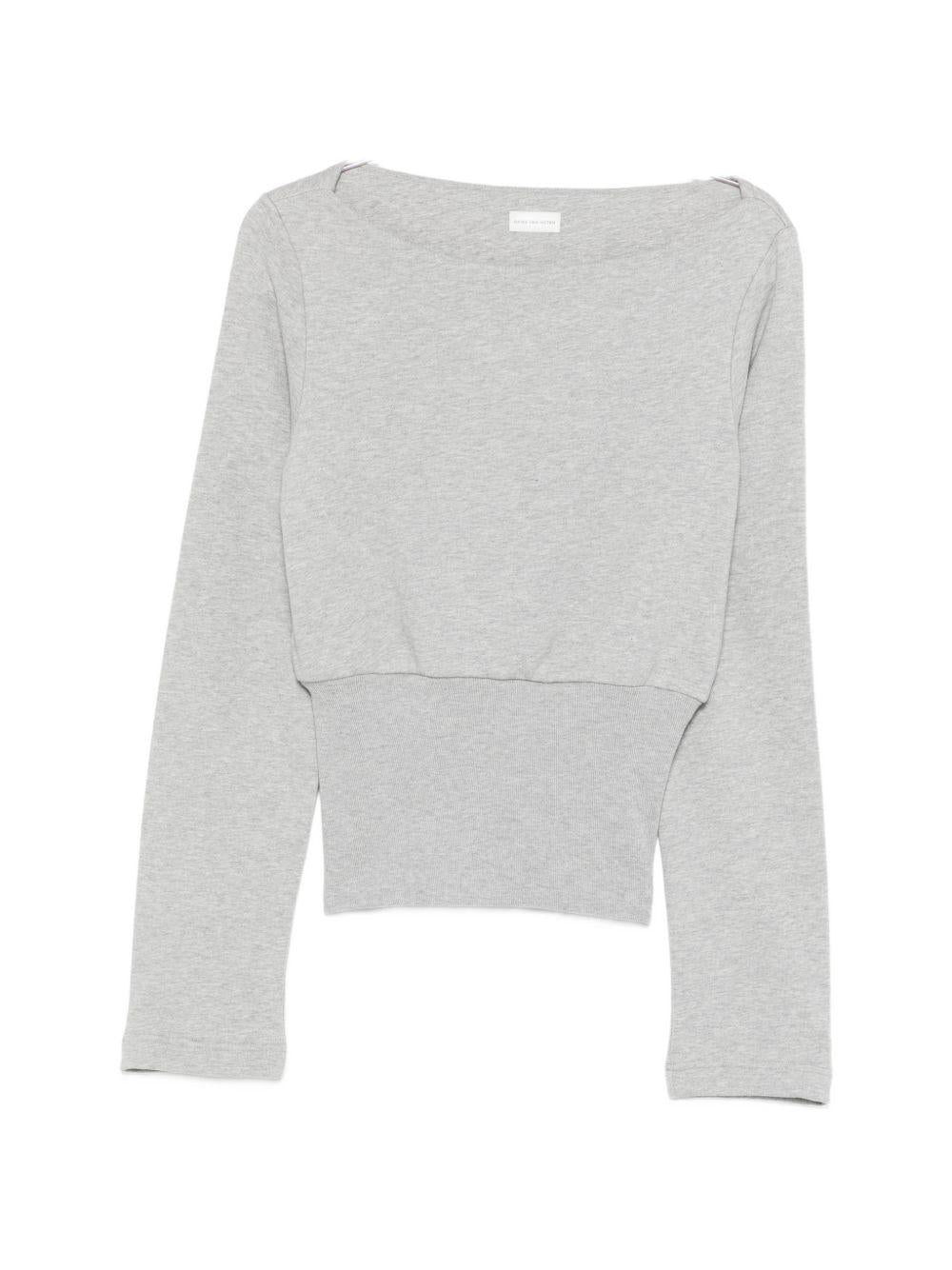 Boat Neck Long Sleeved Tee HANCY3610 813 GREY MELANGE DRIES VAN NOTEN 