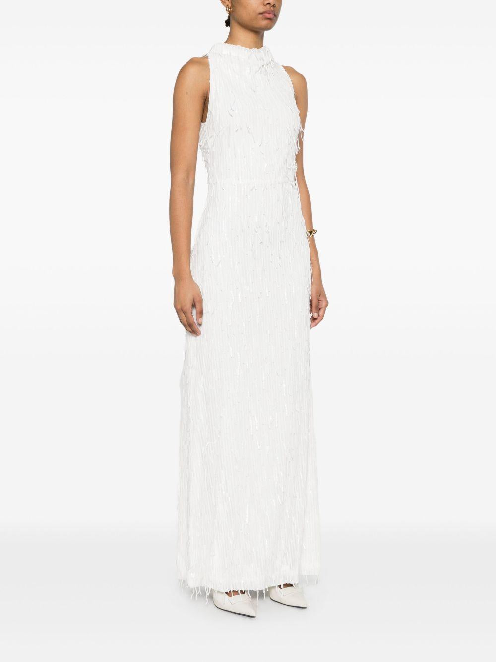 Abito lungo con scollo all'americana 113910857 857 EGRET ROTATE 