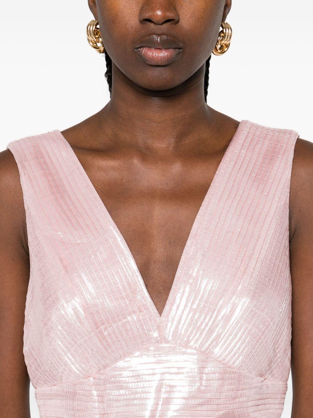 Pink Metallic Tiered Midi Dress AW25140MP PINK SELF-PORTRAIT 
