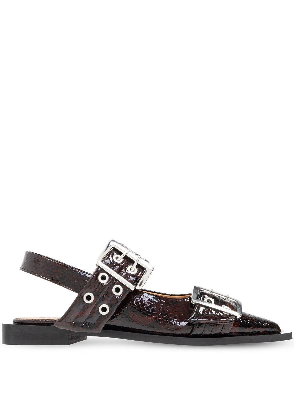 Snake Burgundy Feminine Buckle Ballerinas S2951 34 DARK BURGUNDY GANNI 