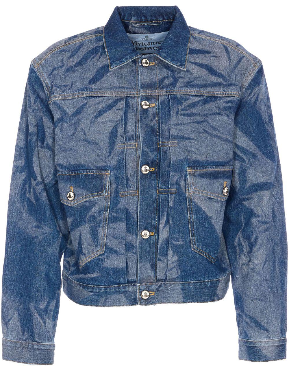 Giacca in denim effetto stropicciato 2801000EW014L K307 BLUE VIVIENNE WESTWOOD 
