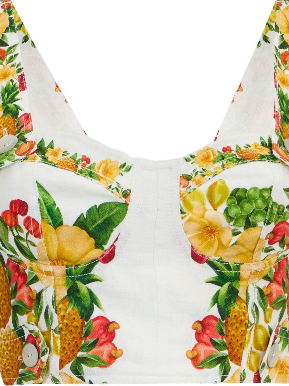 Crop Top Off-White Picnic Flowers in lino Euroflax™ 335881 25074 PICNIC FLOWERS FARM RIO 