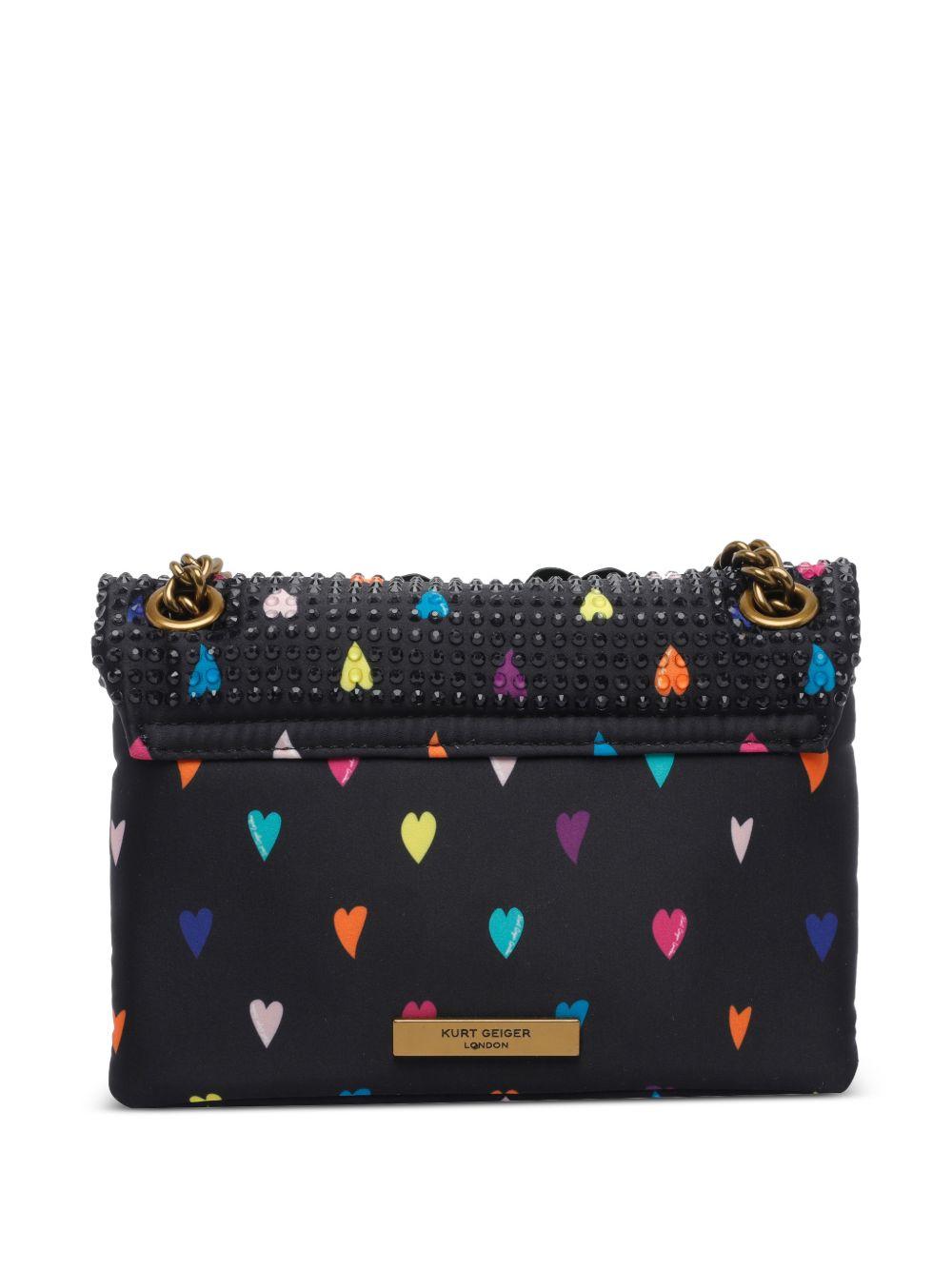 KURT GEIGER - Borsa a spalla Mini Kensington in raso nero 5374105609 BLACK HEART KURT GEIGER LONDON 