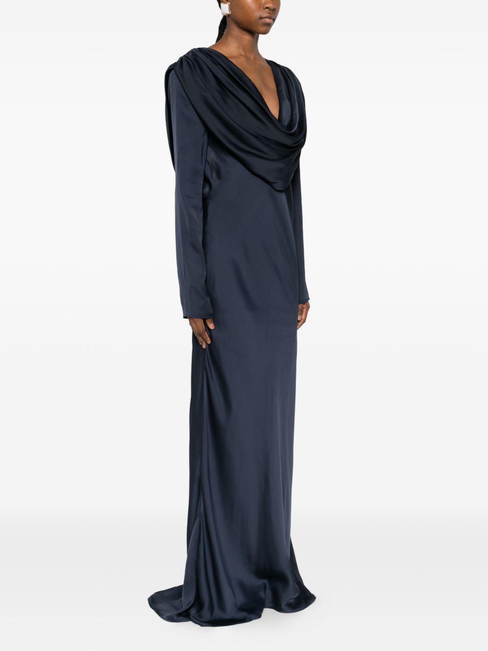 Satin Maxi Drapy Dress Dark Blue 1154392318 2318 SKY CAPTAIN ROTATE 
