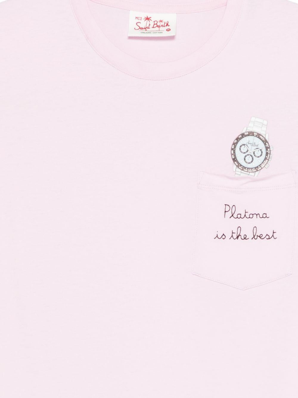 T-shirt in cotone cipria con taschino AUS000100382L BEST WATCH MC2 SAINT BARTH 