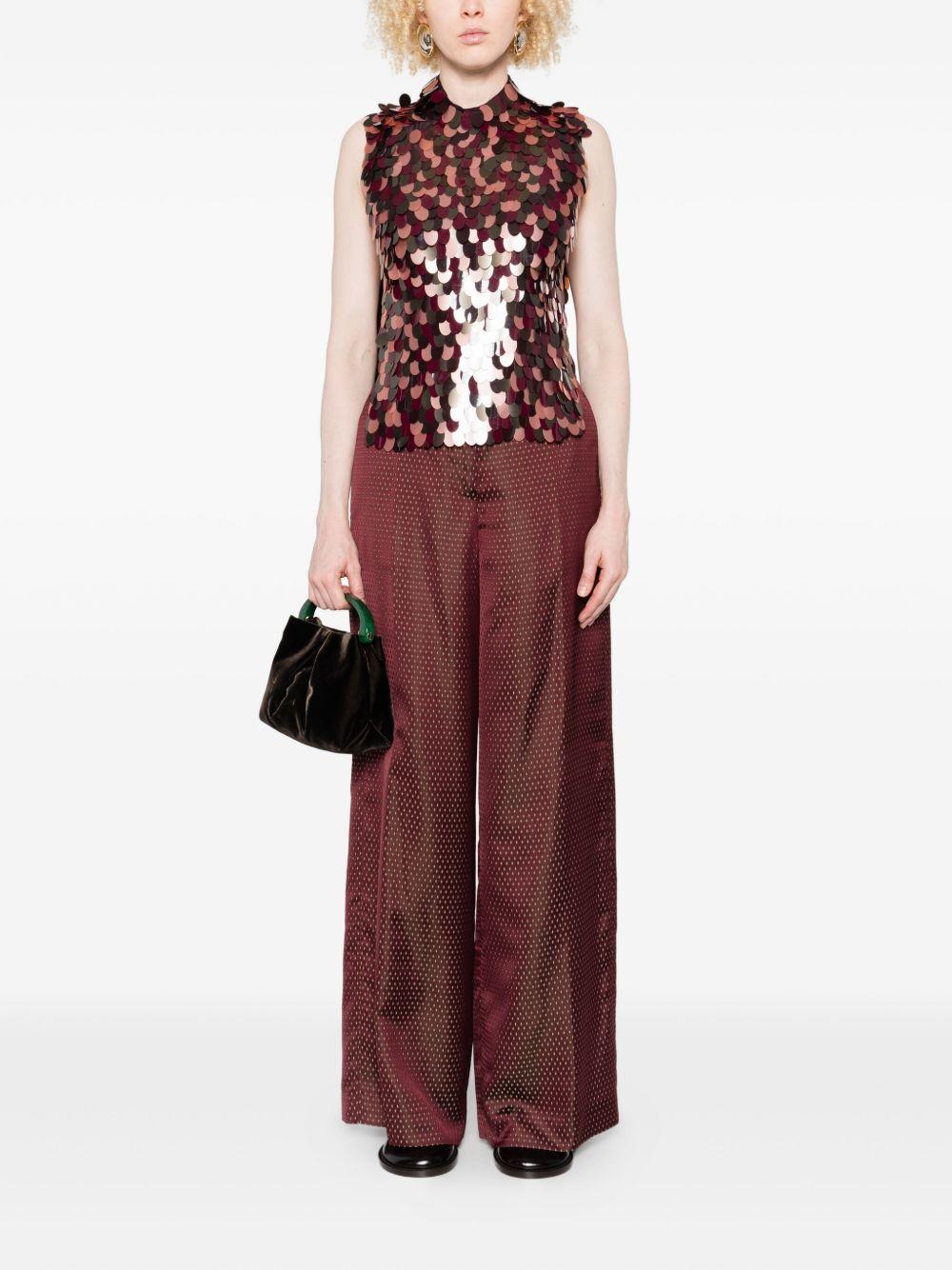 Belted Jacquard Trousers PENN2350 358 BURGUNDY DRIES VAN NOTEN 