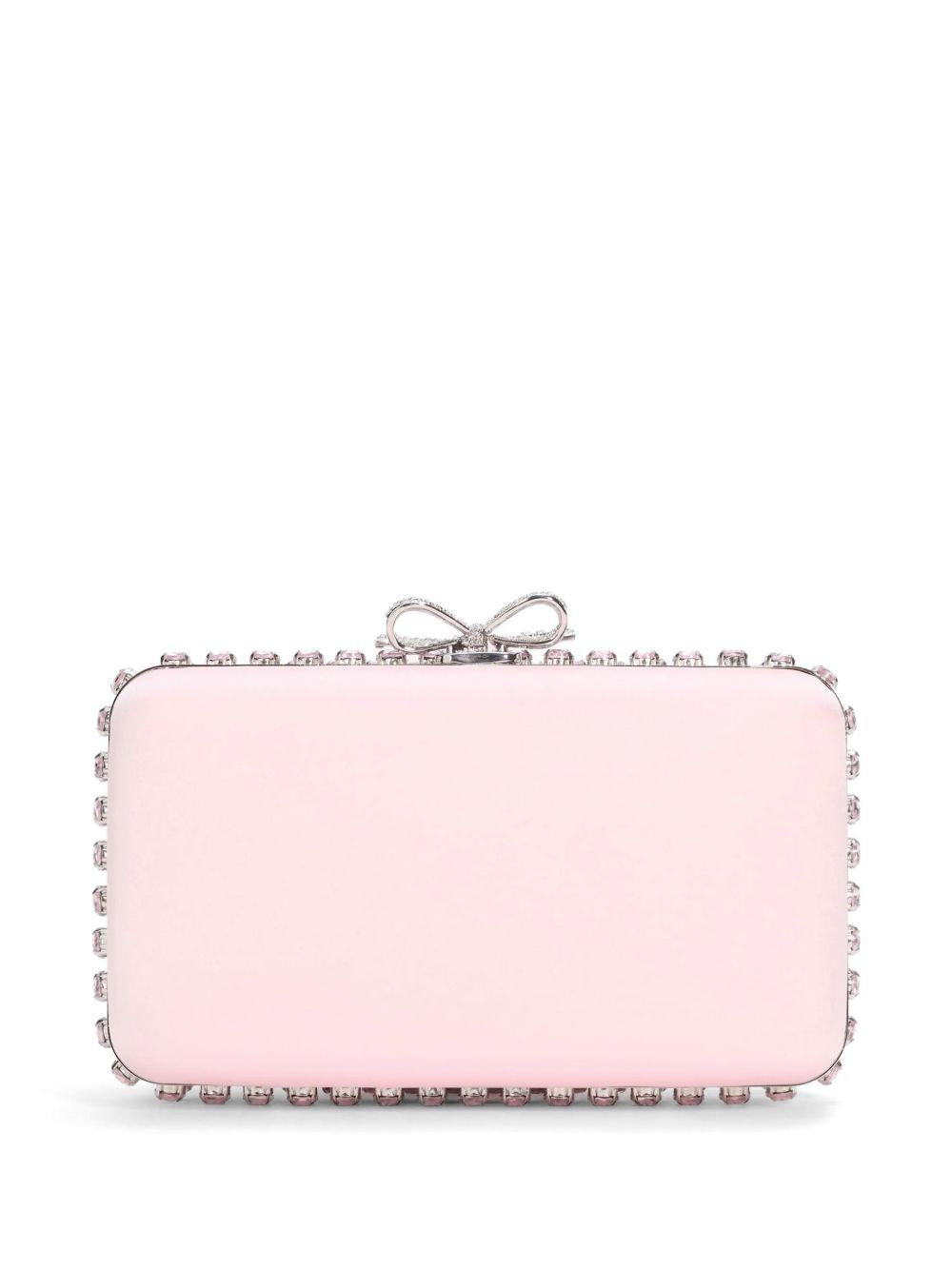 Pink Satin Crystal Clutch Bag SS26305AP PINK SELF-PORTRAIT 