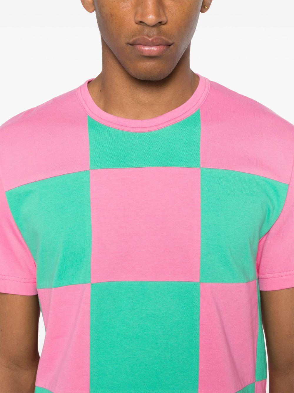 Plaid t-shirt<BR/> POT003 1 PINK GREEN COMME DES GARCONS HOMME PLUS 