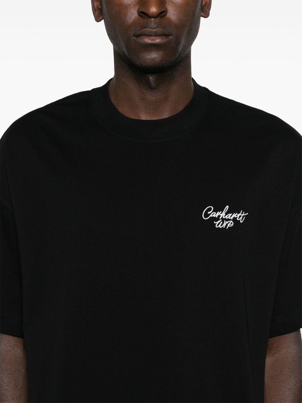 T-shirt S/S Signature Script I033828 0D2XX BLACK WHITE CARHARTT WIP 
