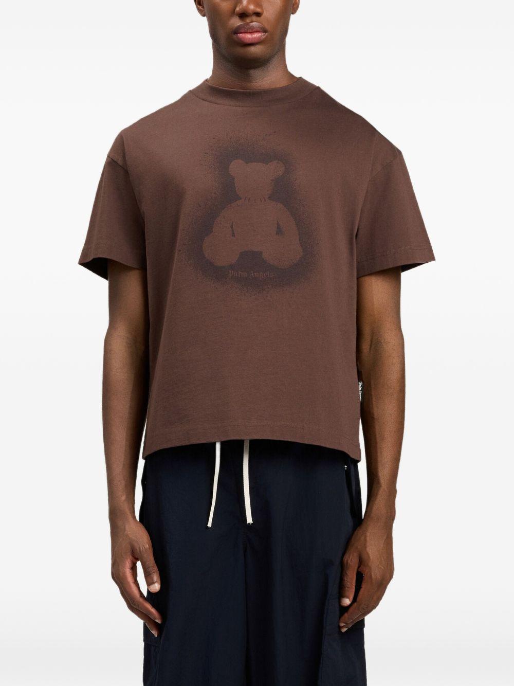 Spray Bear T-Shirt PMAA109S26JER001 606E BROWN PALM ANGELS 