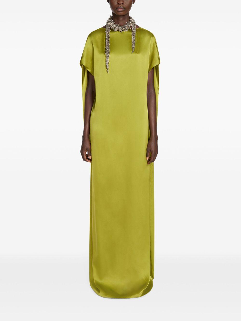 Abito lungo in seta<BR/> 2510110351032 607 OLIVE DRIES VAN NOTEN 