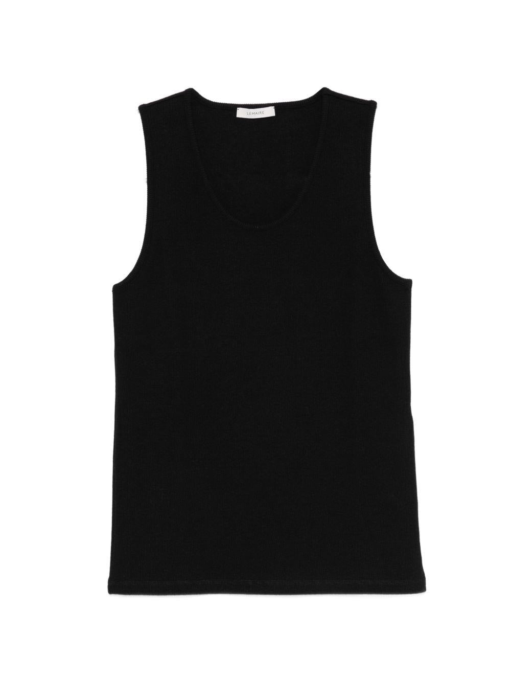 Rib Tank Top in Cotton Linen Jersey TS0006LJ1030 BK999 BLACK LEMAIRE 
