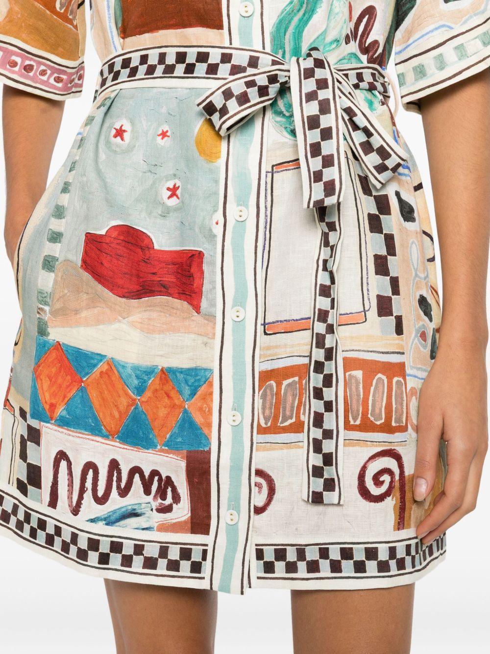 Michelle Mini Dress in lino 6308D MULTI ALEMAIS 