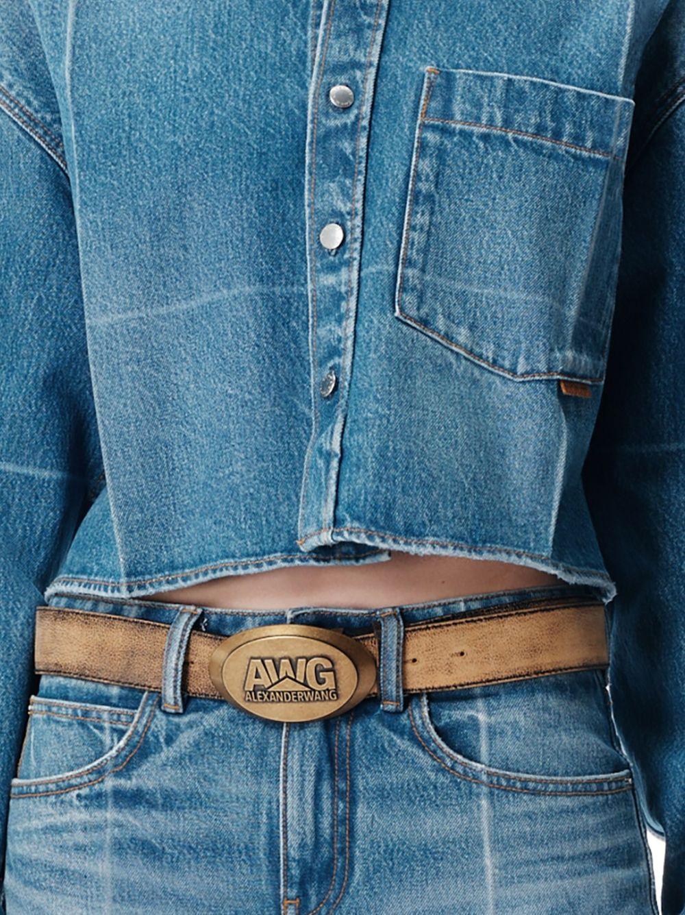 Camicia Corta in Denim Blu Marmorizzato Effetto Vintage 4DC4252913 400C VINTAGE MARBLED BLUE ALEXANDER WANG 