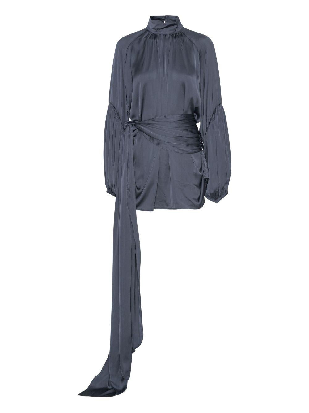 Satin Strap Tie Dress Dark Blue 1146201192 1192 GRAPHITE ROTATE 