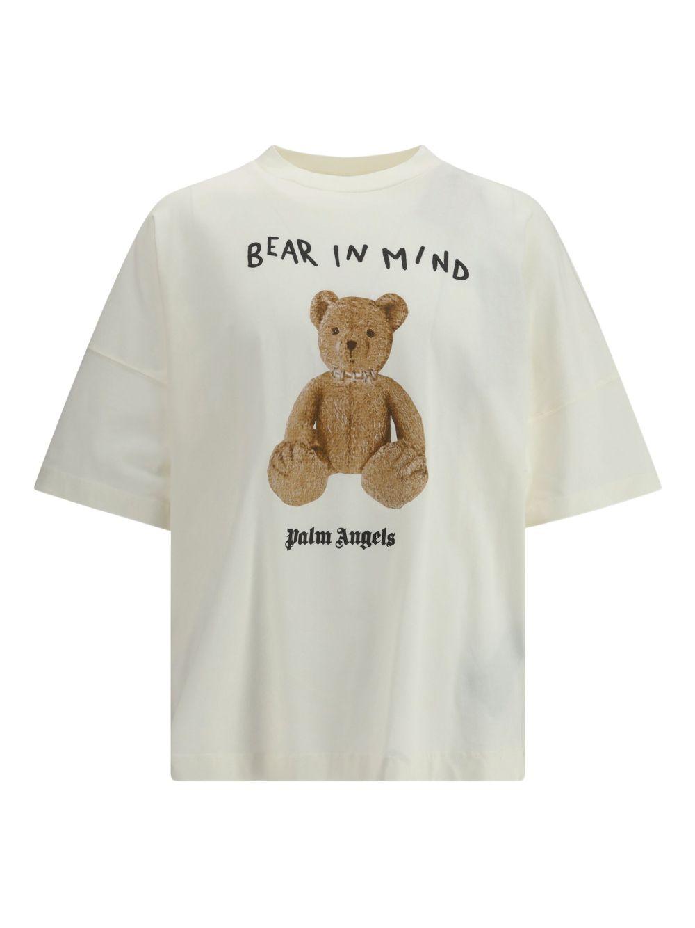 Bear Over T-Shirt PMAA10BS26JER004 0360 OFF WHITE BROWN PALM ANGELS 