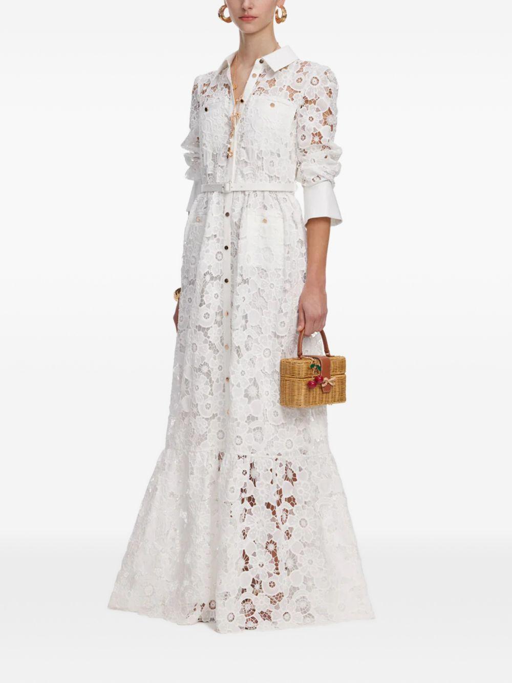 Abito Lungo Bianco con Colletto in Pizzo AC26028XW WHITE SELF-PORTRAIT 