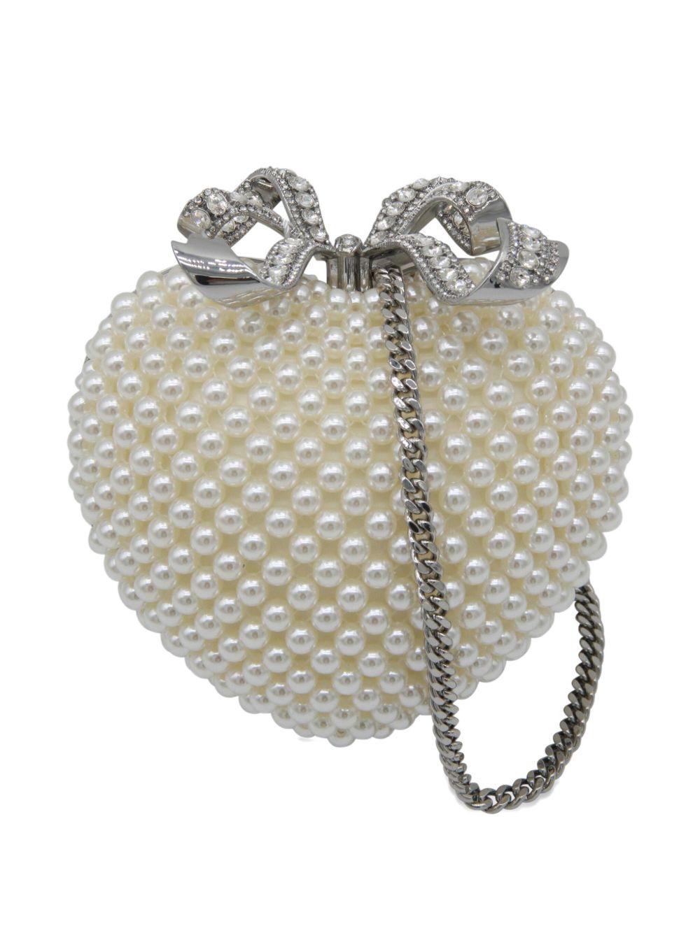Pearl Heart Clutch Bag AW25307C CREAM SELF-PORTRAIT 