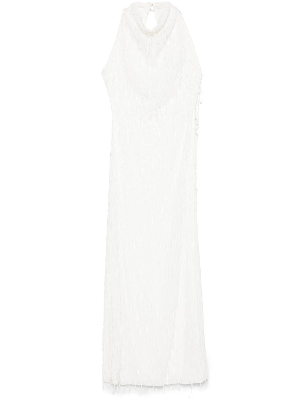 Abito lungo con scollo all'americana 113910857 857 EGRET ROTATE 