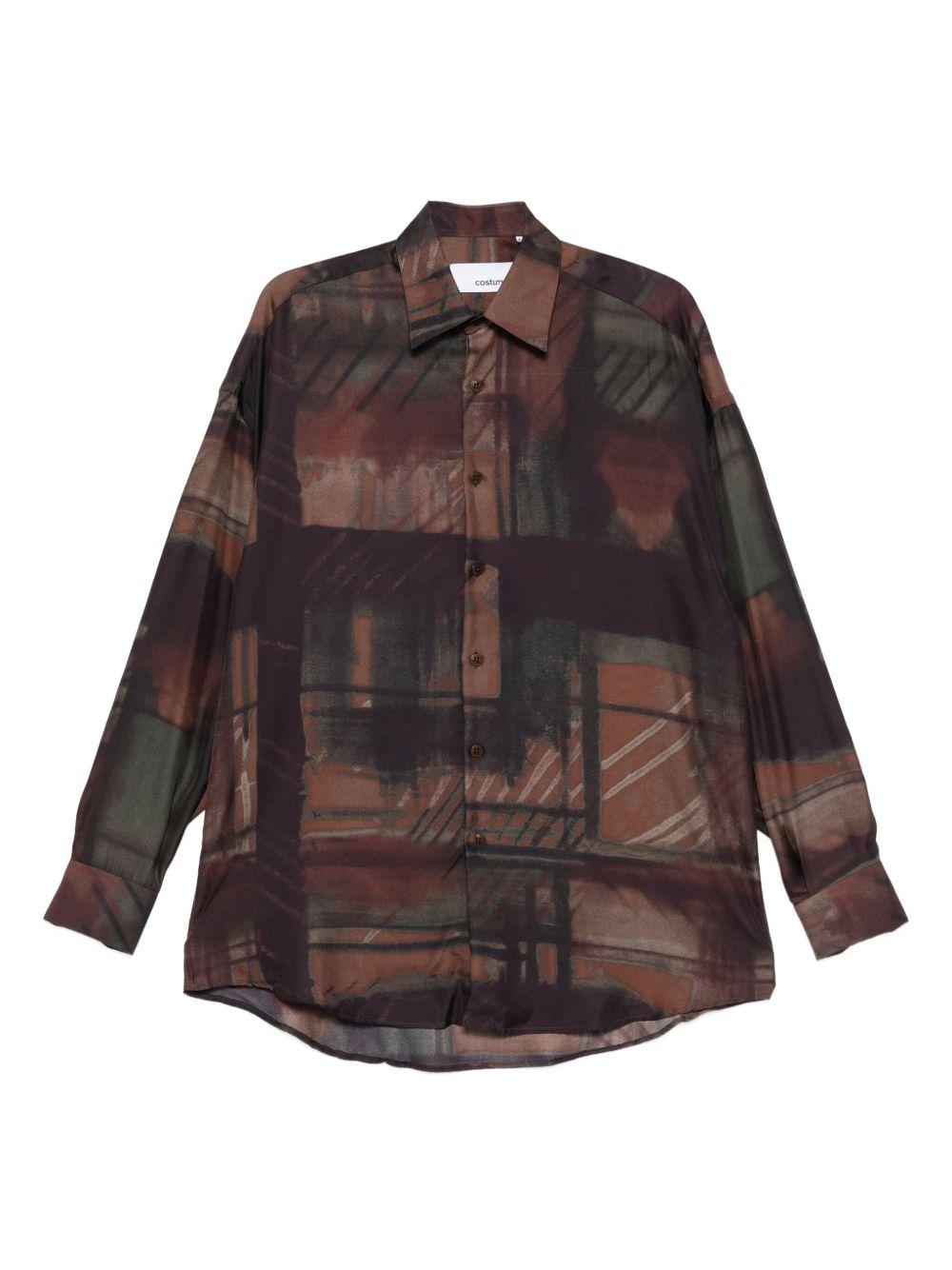 Camicia Valentino Klee Aloe Z42Z104 MARRONE VERDE COSTUMEIN 