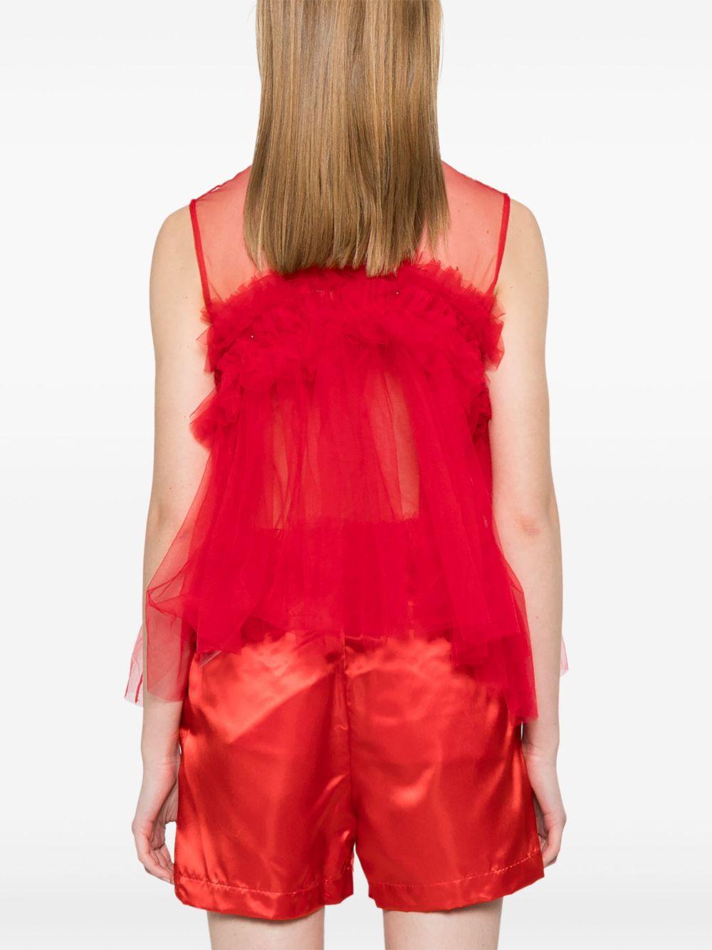 Blusa in tulle con volant 3OB003S25 2 RED NOIR KEI NINOMIYA 