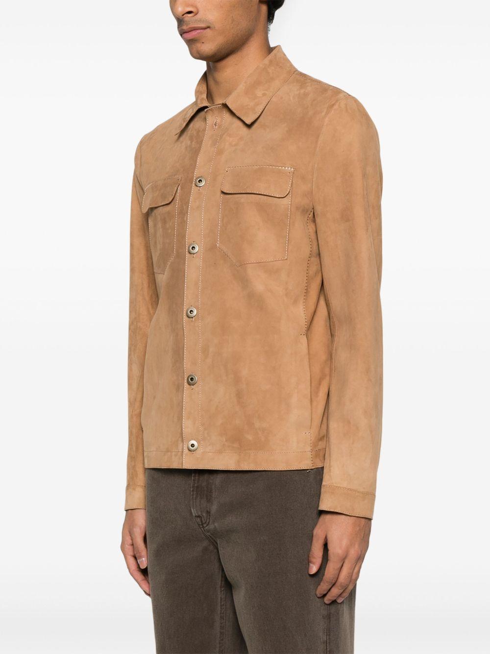 Giacca-camicia in pelle scamosciata 48573U ARGILLA SALVATORE SANTORO 