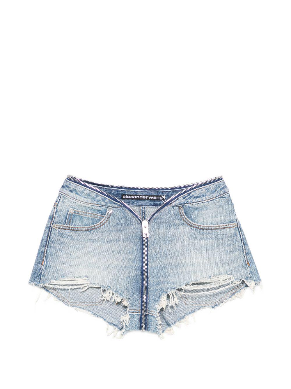 Dipped Waistband Cut Off Shorts 4DC2264985 427D AUTHENTIC LIGHT INDIGO ALEXANDER WANG 