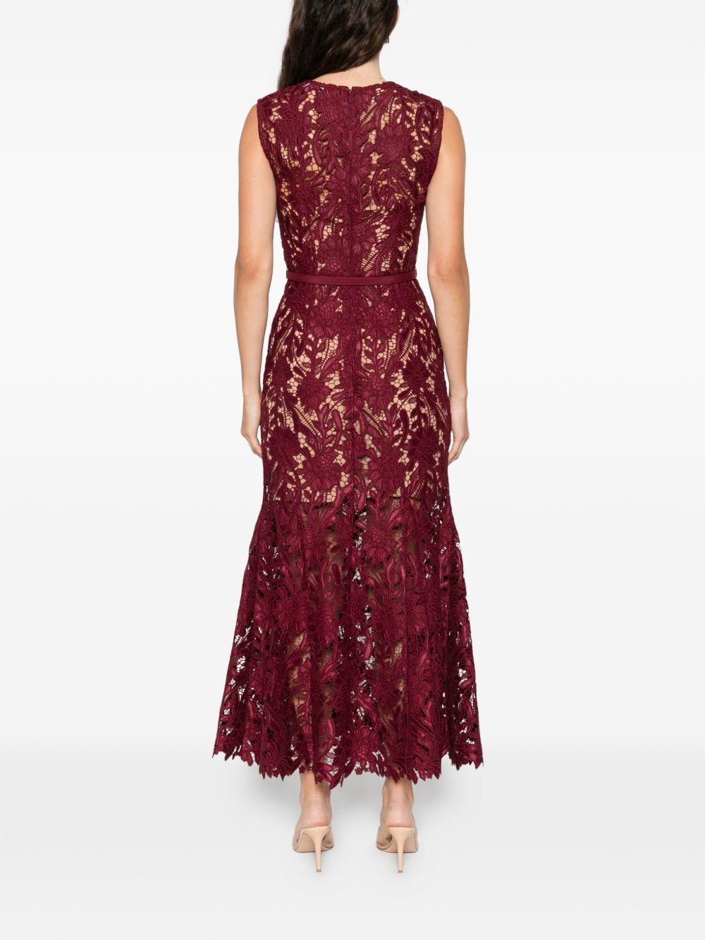 Abito Midi In Pizzo RS26167MABU BURGUNDY SELF-PORTRAIT 