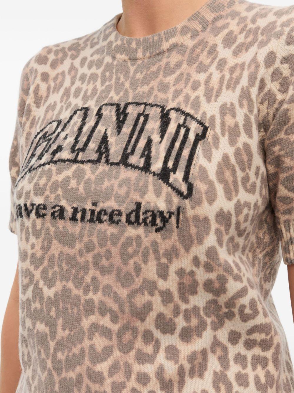 Leopard Wool Mix T-shirt K2500 943 LEOPARD GANNI 