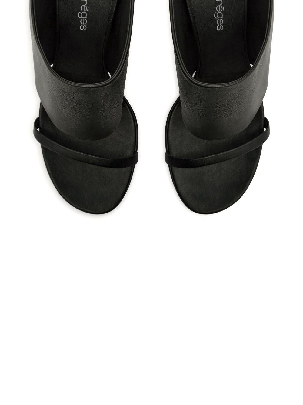 Oblique Wedged Leather Mules 225SSD037AG0030 9999 BLACK COURREGES 