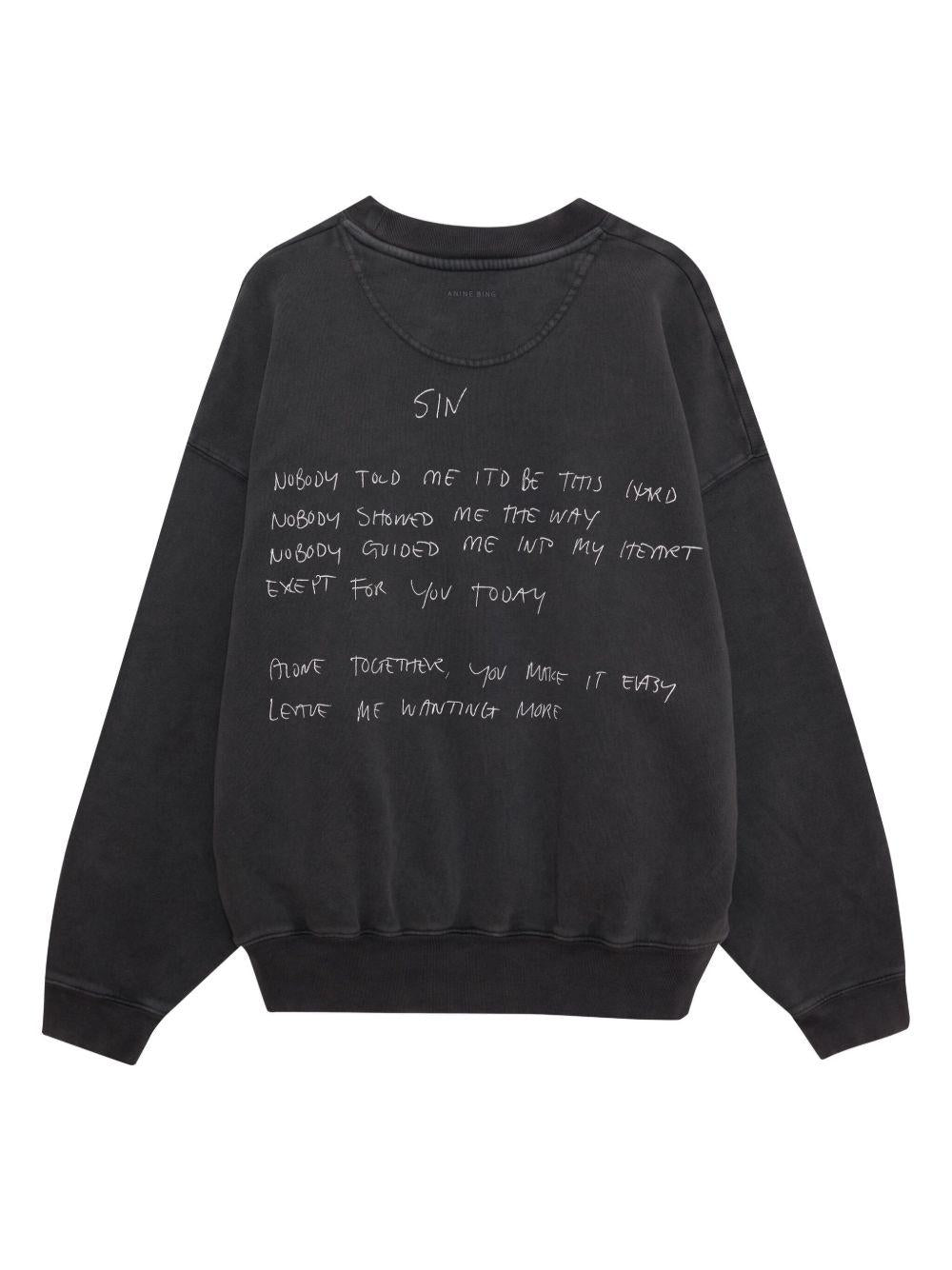 Jaci Sweatshirt Lyrics - Washed Black A0810904 WBL1 WASHED BLACK ANINE BING 