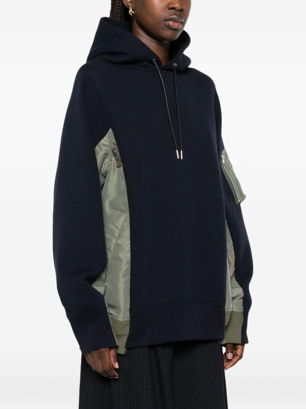 Felpa con cappuccio e zip SCM325 212 NAVY KHAKI SACAI 