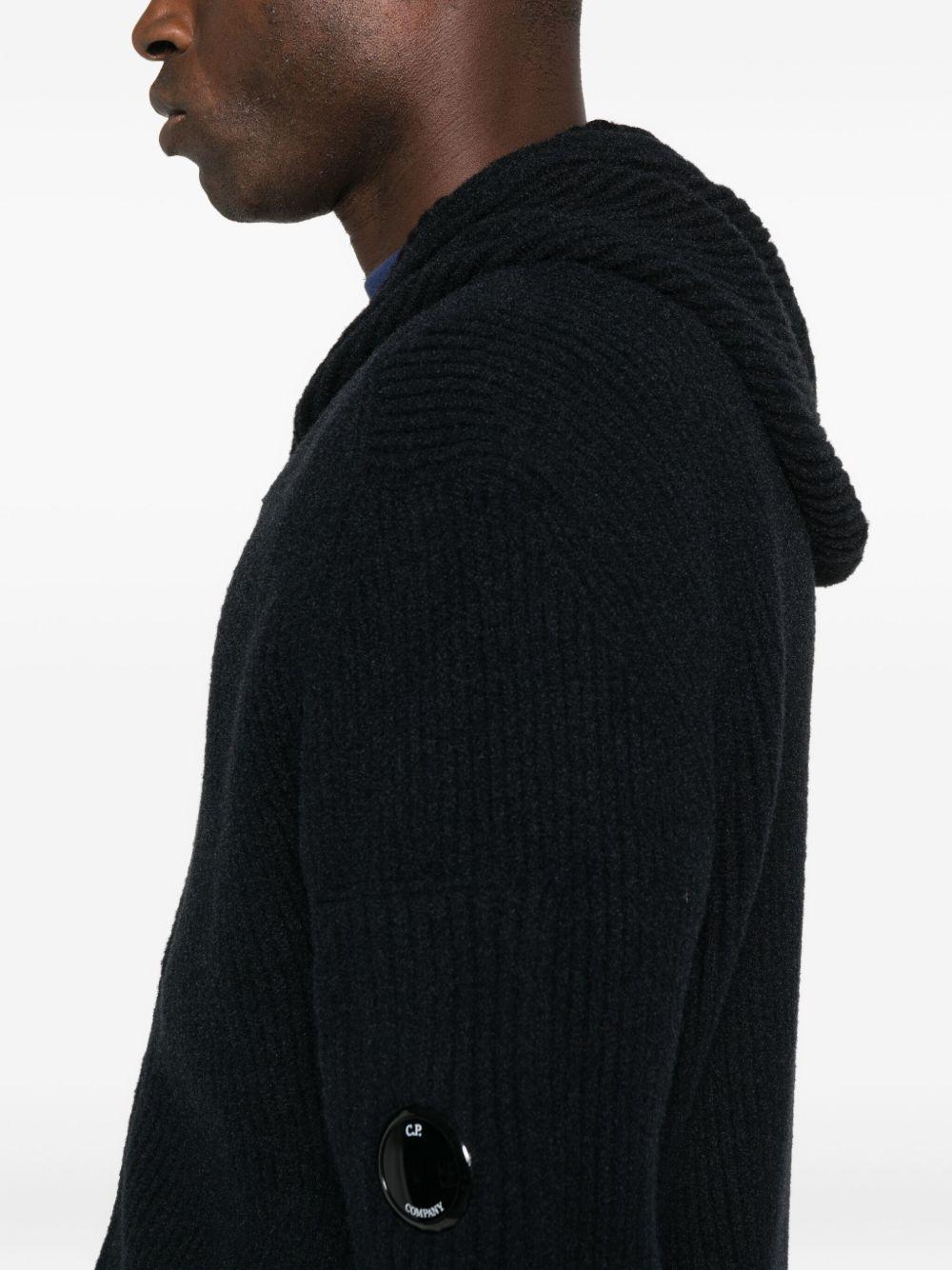 Fleece Knit Hooded Sweater 19CMKN258A006170A 999 BLACK CP COMPANY 