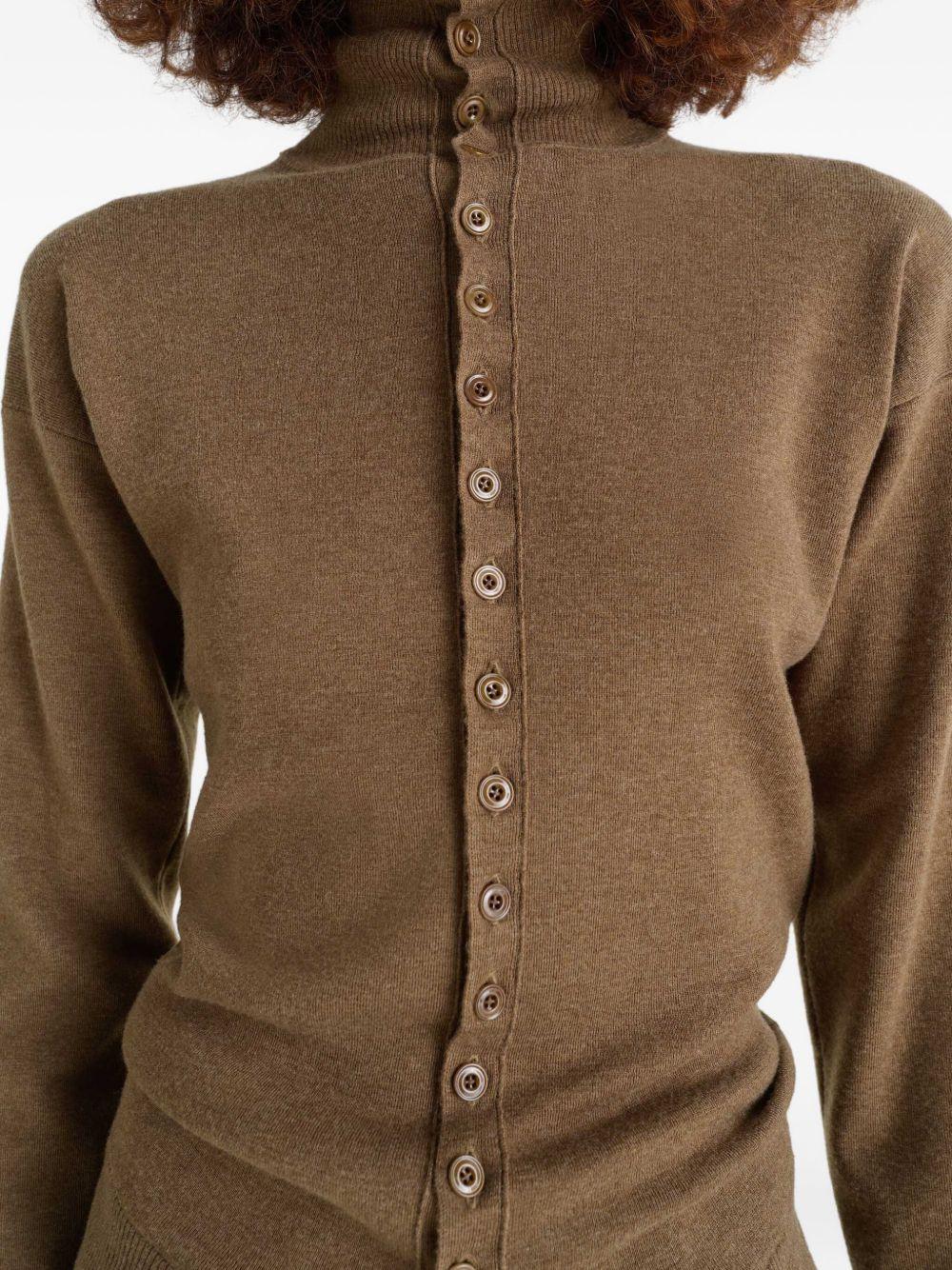 Buttoned Fitted Cardigan - Fine Wool TO1431LK1045 BR425 HAVANA LEMAIRE 