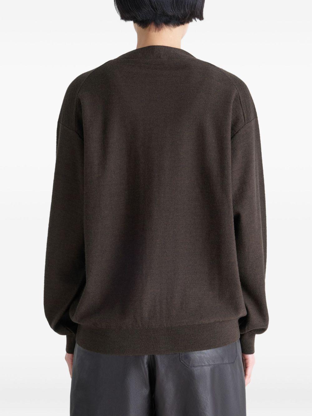 Relaxed Twisted Cardigan - Merino Blend TO1082LK087 BR397 DARK CACAO LEMAIRE 