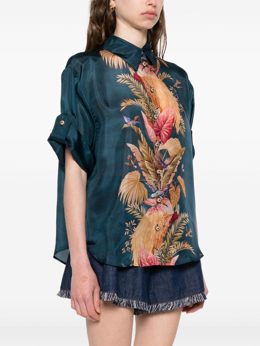 Camicia Ascension 3573TSS253 DARK BLUE PALM FLORAL ZIMMERMANN 