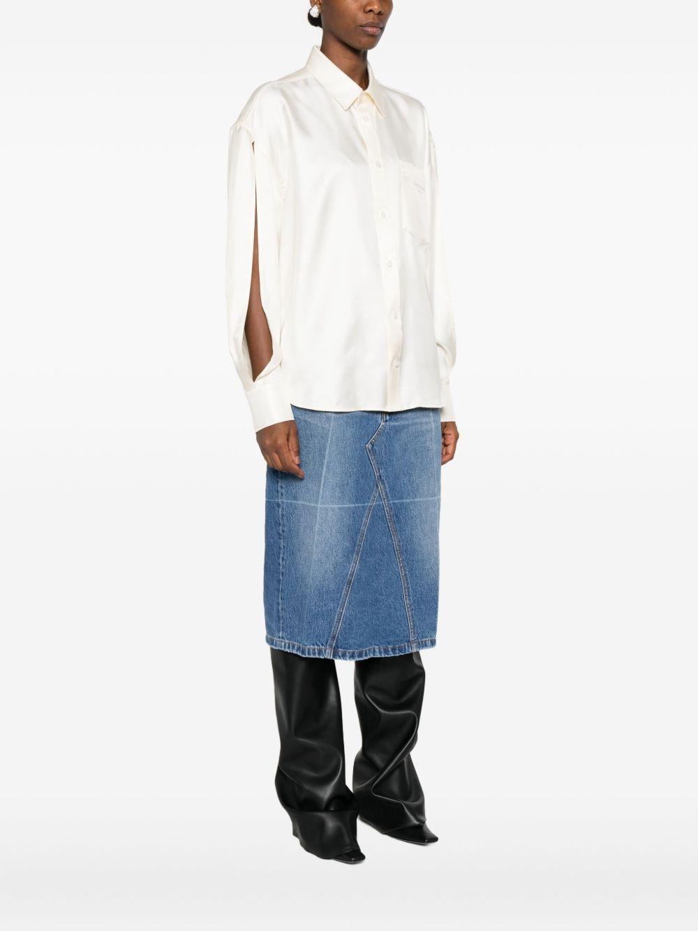 Camicia in Seta Avorio con Maniche Tagliate 1WC4251152 106 IVORY ALEXANDER WANG 