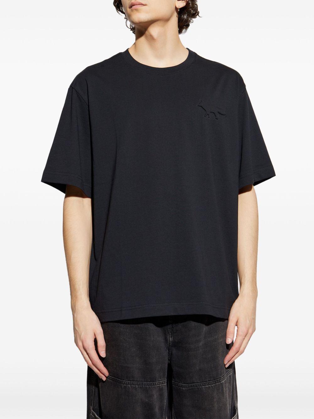 Profile Fox-Embossed T-shirt OM00116KJ7016 P199 BLACK MAISON KITSUNE 